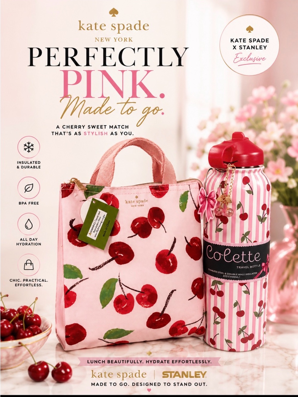 kate spade Pink Cherry Print Tote
